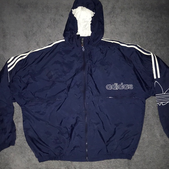 navy blue adidas windbreaker